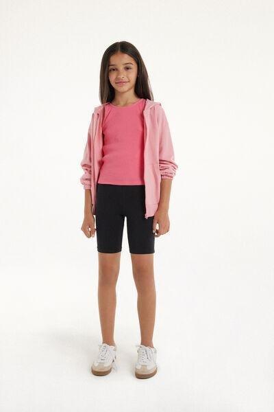 Elastic Waist Tights, Kids Girls , Black, , large image number 1