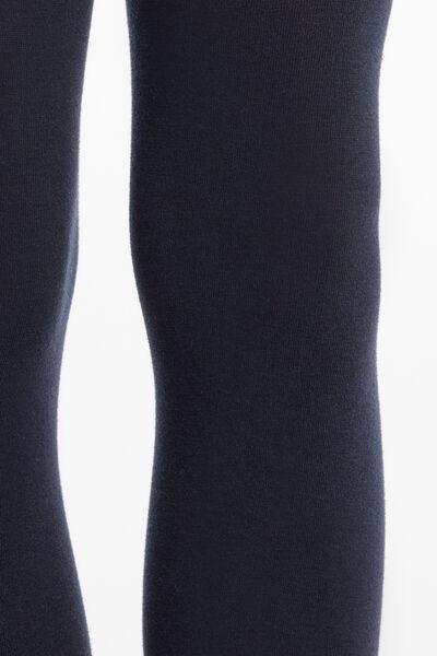 Blue Basic Cotton Tights, Kids Girls, , large image number 1