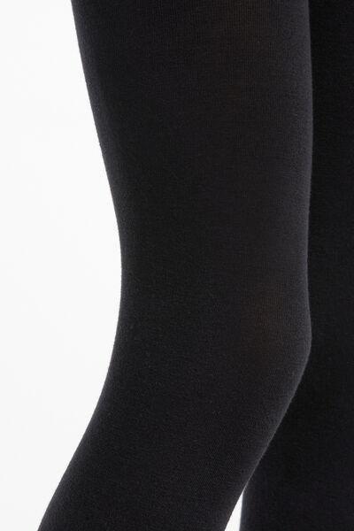 Black Basic Cotton Tights, Kids Girls, , large image number 1