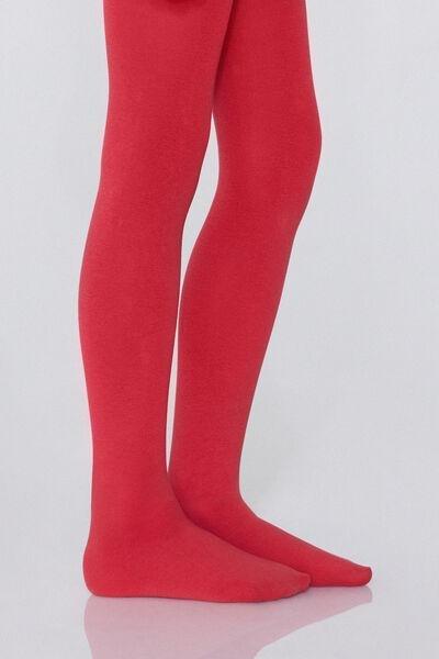 Tezenis - Red Basic Cotton Tights, Kids Girls