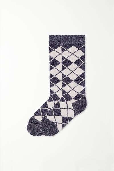 Navy Patterned Socks, Kids Girls, 5701_207W, large image number 0