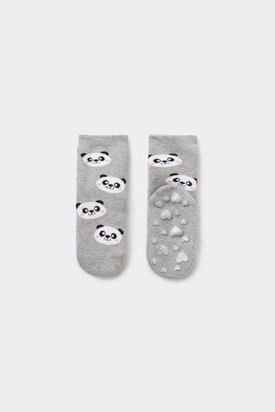 Grey Short Non-Slip Patterned Socks, Kids Girls, 5701_933Y, medium