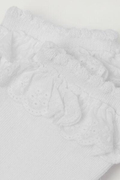 White Lace-Detailed Socks, Kids Girls, White, large image number 1
