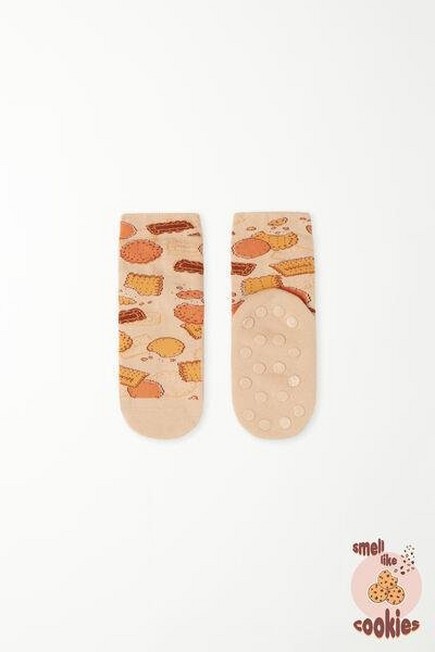 Tezenis - Beige Non-Slip Printed Socks, Unisex Kids