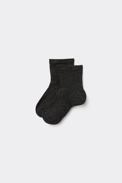 Black Ribbed Socks, Kids Girls, , medium