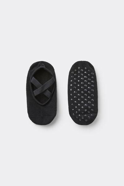 Black Slipper Socks, Kids Girls, , large image number 0