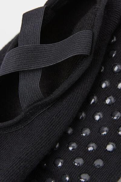 Black Slipper Socks, Kids Girls, Black, medium