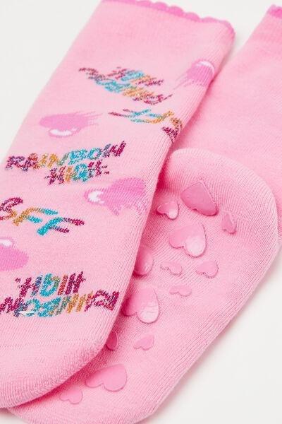 Pink Rainbow High Non-Slip Socks, Kids Girls, 5701_881Y, large image number 0