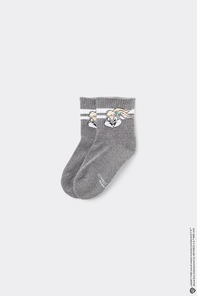 Grey Printed Short Sport Socks, 5701_022Y, medium