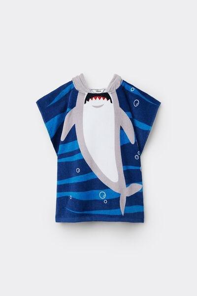 Multicolour Shark Print Poncho, Kids Boys, 5701_519Y, large image number 0
