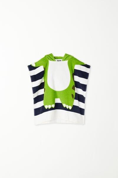 Green Cotton Crocodile Poncho, , large image number 1
