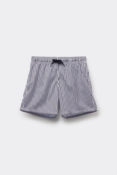 Navy Printed Canvas Swimming Shorts, Kids Boys, 5701_370Z, medium