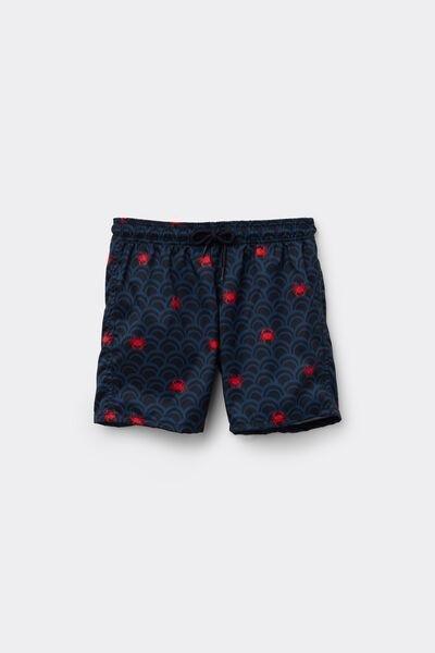 Navy Printed Canvas Swimming Shorts, Kids Boys, 5701_374Z, large image number 0