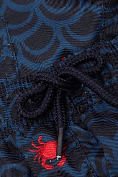 Navy Printed Canvas Swimming Shorts, Kids Boys, 5701_374Z, medium