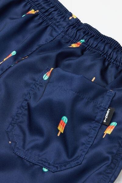 Navy Ice-Cream Print Canvas Swimming Shorts, Kids Boys, 5701_468Z, large image number 2