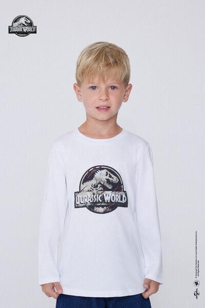 White Jurassic World Long-Sleeved Round-Neck Top, Kids Boys, 5701_818Y, medium