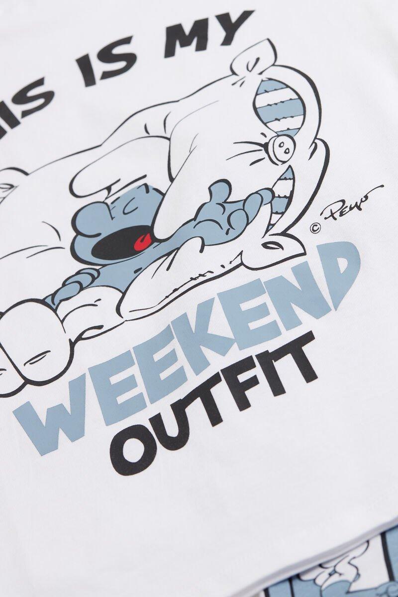 White Smurfs Printed Short Cotton Pyjamas, , large image number 1