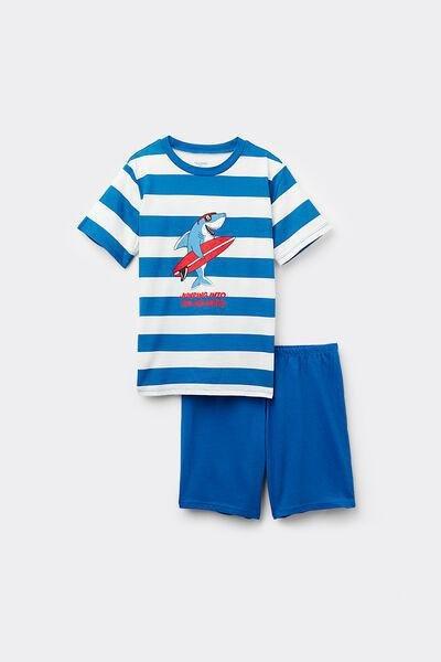 Blue Printed Pyjama Set, Kids Boys, , large image number 4