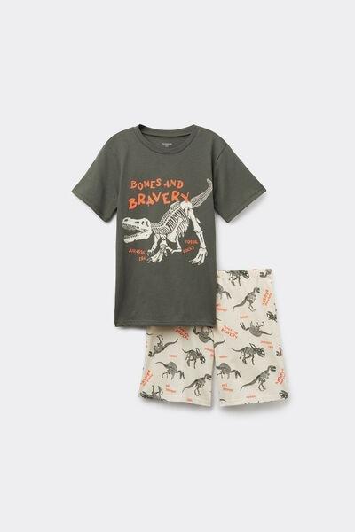 Green Dinosaur-Print Pyjamas Set, Kids Boys, , large image number 0