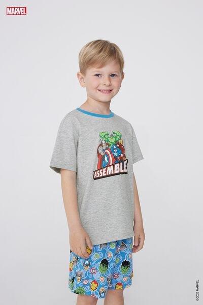 Grey Printed Pyjamas Set, Kids Boys, , medium