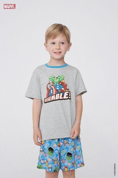 Grey Printed Pyjamas Set, Kids Boys, , large image number 1