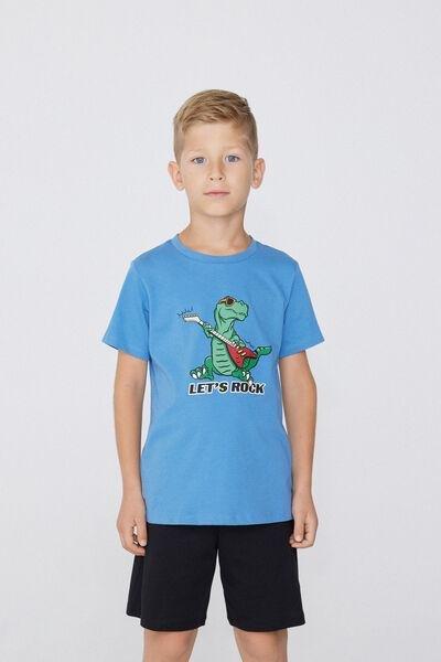 Blue Printed Pyjama Set, Kids Boys, , large image number 0
