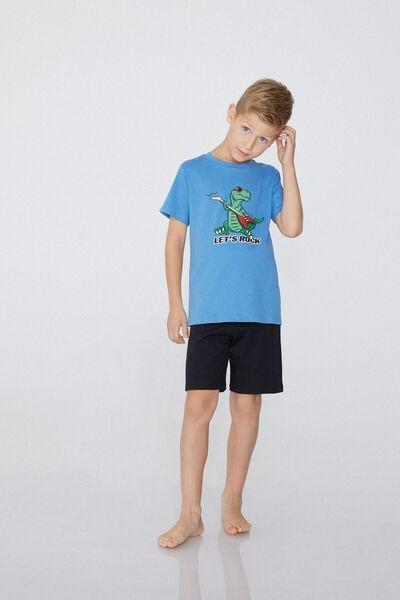 Blue Printed Pyjama Set, Kids Boys, , large image number 1