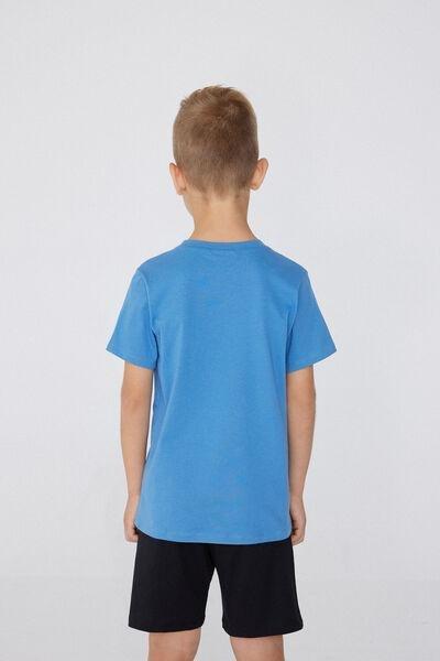 Blue Printed Pyjama Set, Kids Boys, , large image number 2