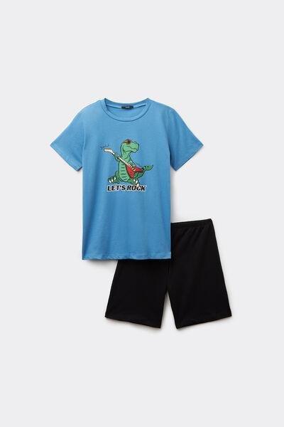 Blue Printed Pyjama Set, Kids Boys, , large image number 4