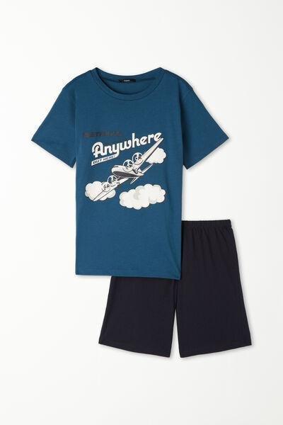 Navy Printed Pyjama Set, Kids Boys, , large image number 4