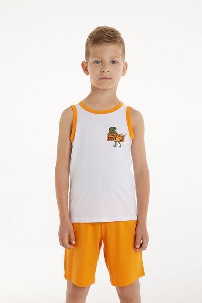 White Printed Pyjama Set, Kids Boys, , medium