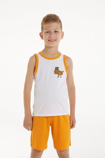 White Printed Pyjama Set, Kids Boys, , large image number 1
