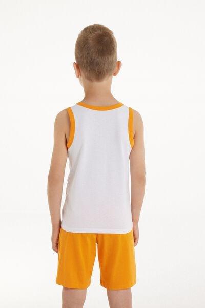 White Printed Pyjama Set, Kids Boys, , large image number 2