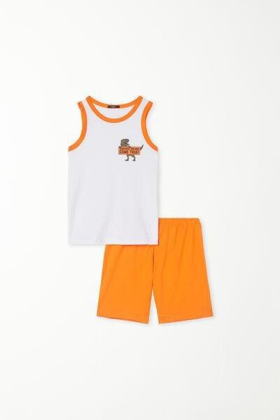 White Printed Pyjama Set, Kids Boys, , large image number 4