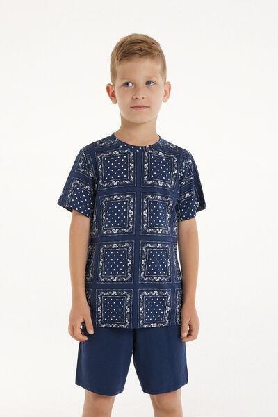 Navy Printed Pyjama Set, Kids Boys, , medium