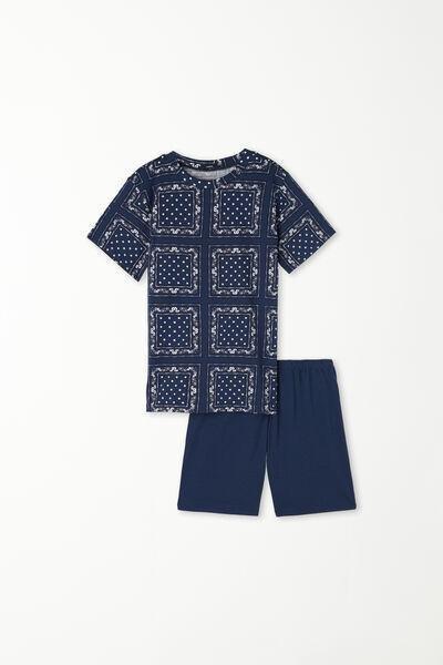 Navy Printed Pyjama Set, Kids Boys, , large image number 4