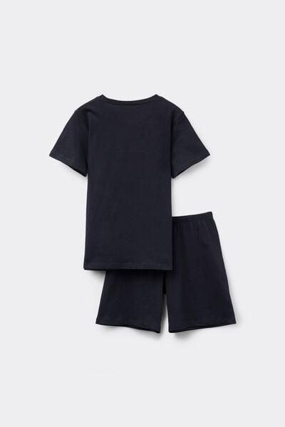 Navy Superhero Print Short Cotton Pyjama Set, Kids Boys, 5701_250Z, large image number 2