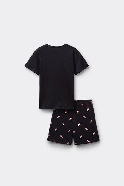 Navy Hedgehog Print Cotton Pyjama Set, Kids Boys, 5701_384Z, medium