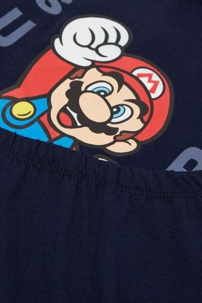 Navy Super Mario Print Long Cotton Pyjama Set, Kids Boys, 5701_834Y, large image number 2