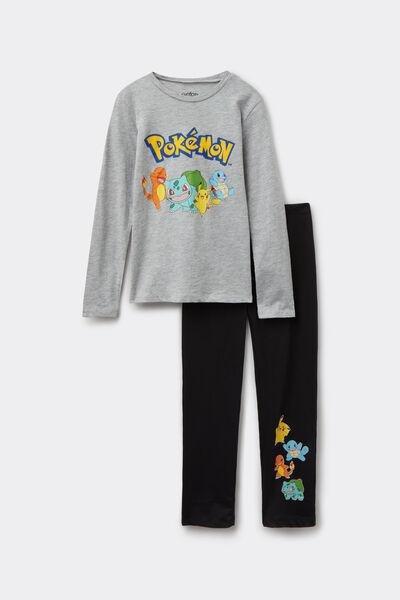 Grey / Navy Printed Cotton Pyjama Set, Kids Boys, 5701_861Y, medium