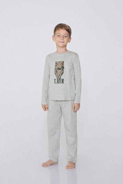 Grey Printed Pyjamas Set, Kids Boys, 5701_180Y, large image number 1