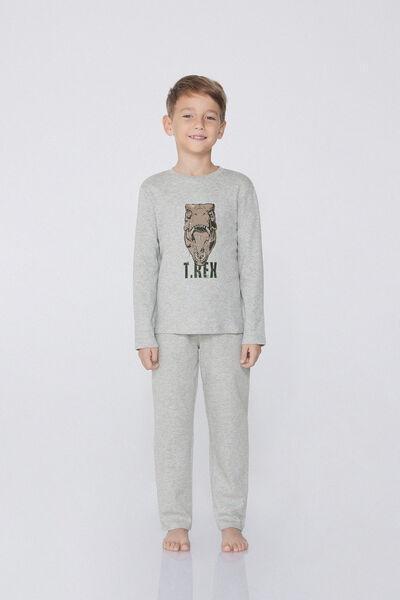 Grey Printed Pyjamas Set, Kids Boys, 5701_180Y, large image number 2