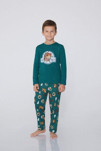 Green Printed Pyjamas Set, Kids Boys, 5701_169Y, large image number 1