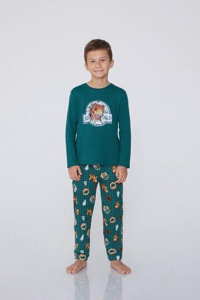 Green Printed Pyjamas Set, Kids Boys, 5701_169Y, large image number 3