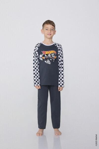Grey Printed Pyjama Set, Kids Boys, , medium