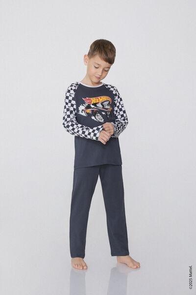 Grey Printed Pyjama Set, Kids Boys, , large image number 1