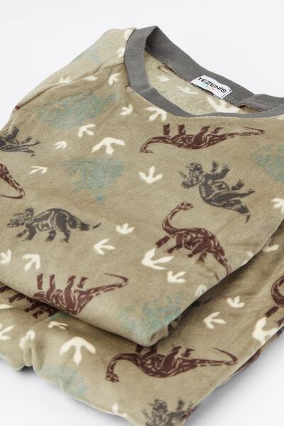Green Dinosaur Print Fleece Pyjama Set, Kids Boys, 5701_029Z, medium