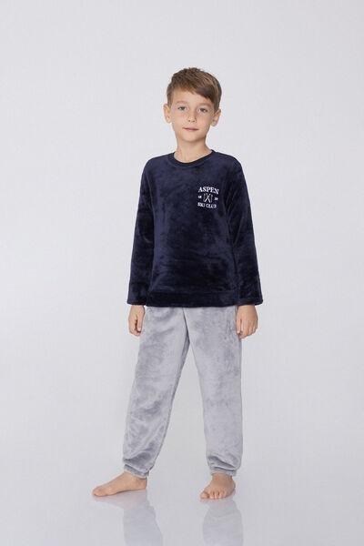 Blue Aspen Long Fleece Pyjamas Set, Kids Boys, 5701_216Y, large image number 1