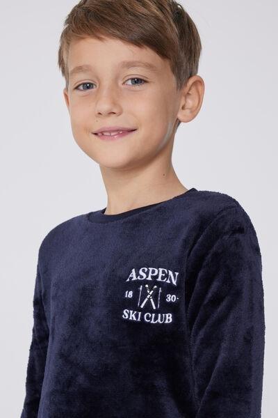 Blue Aspen Long Fleece Pyjamas Set, Kids Boys, 5701_216Y, large image number 3