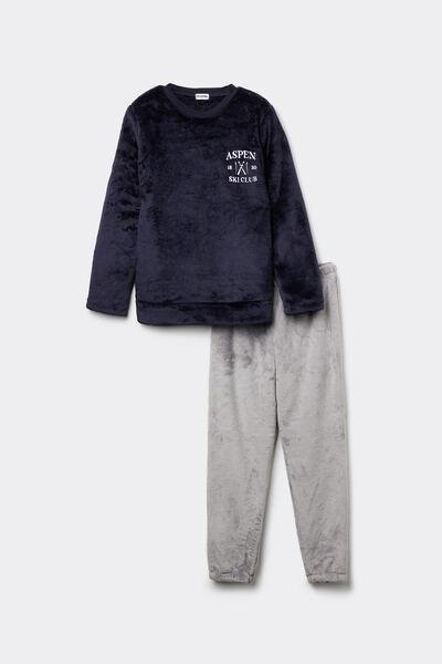 Blue Aspen Long Fleece Pyjamas Set, Kids Boys, 5701_216Y, large image number 4